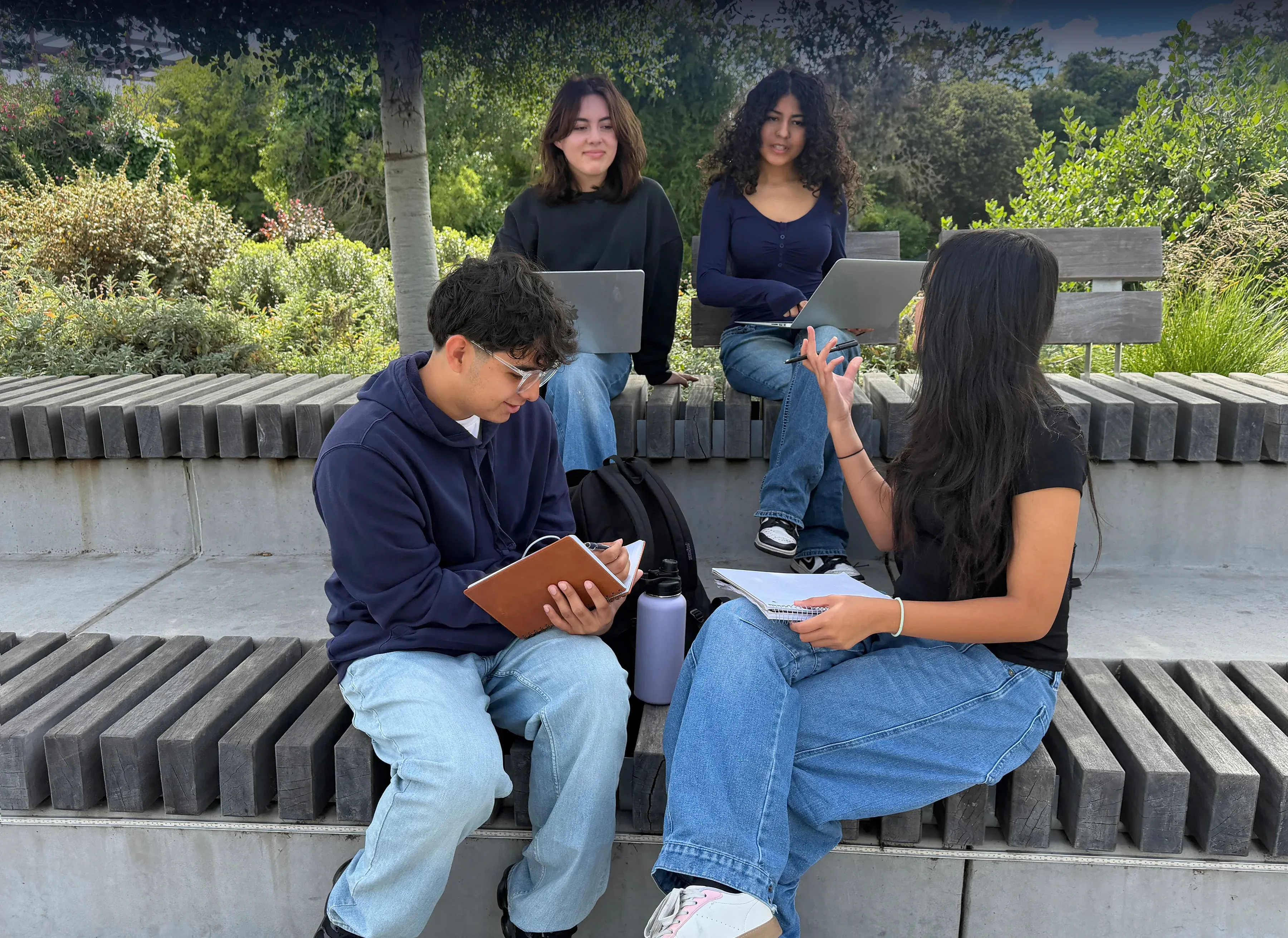 Students collaborating and learning together